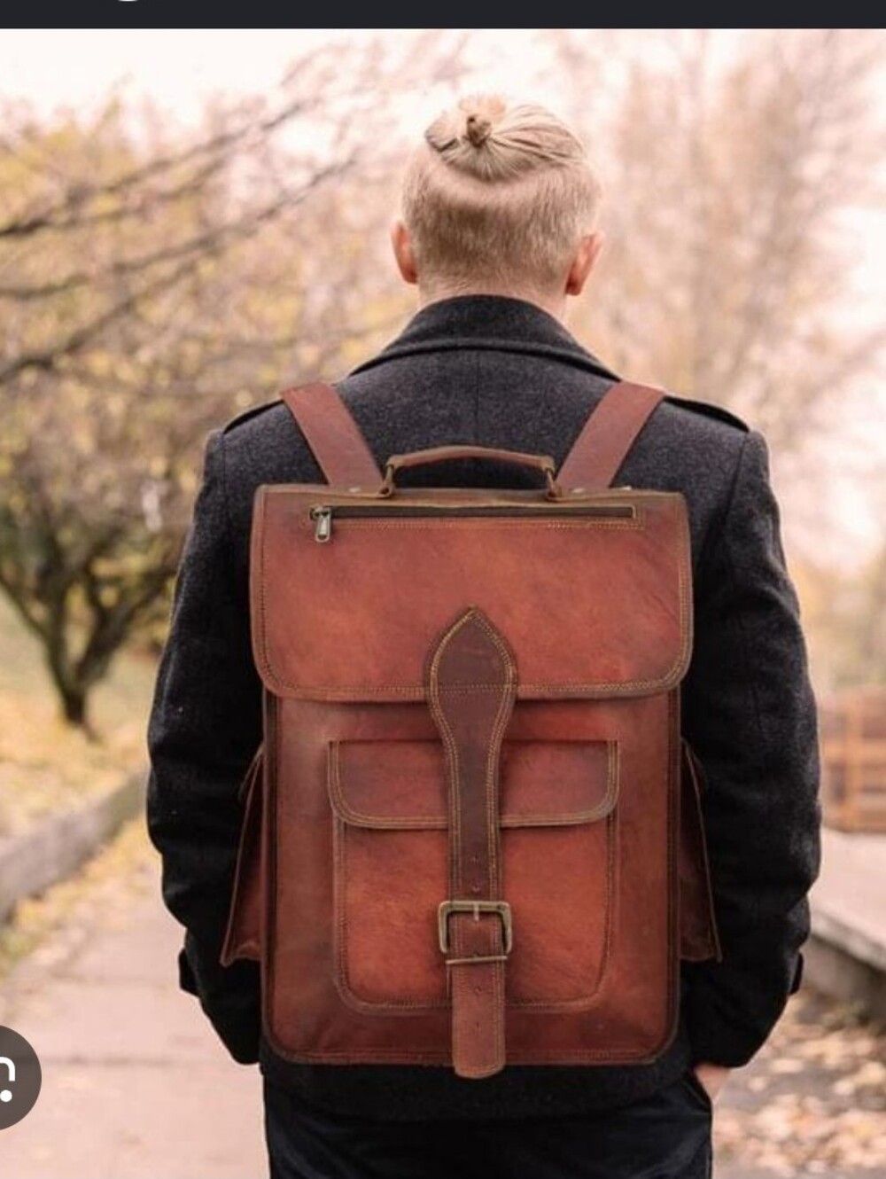 Vintage-Style Brown Leather Backpack for Men